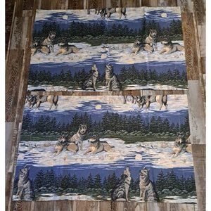 Vintage Springs King Pillow Shams Wolf Pack Wolves Woodland Blue